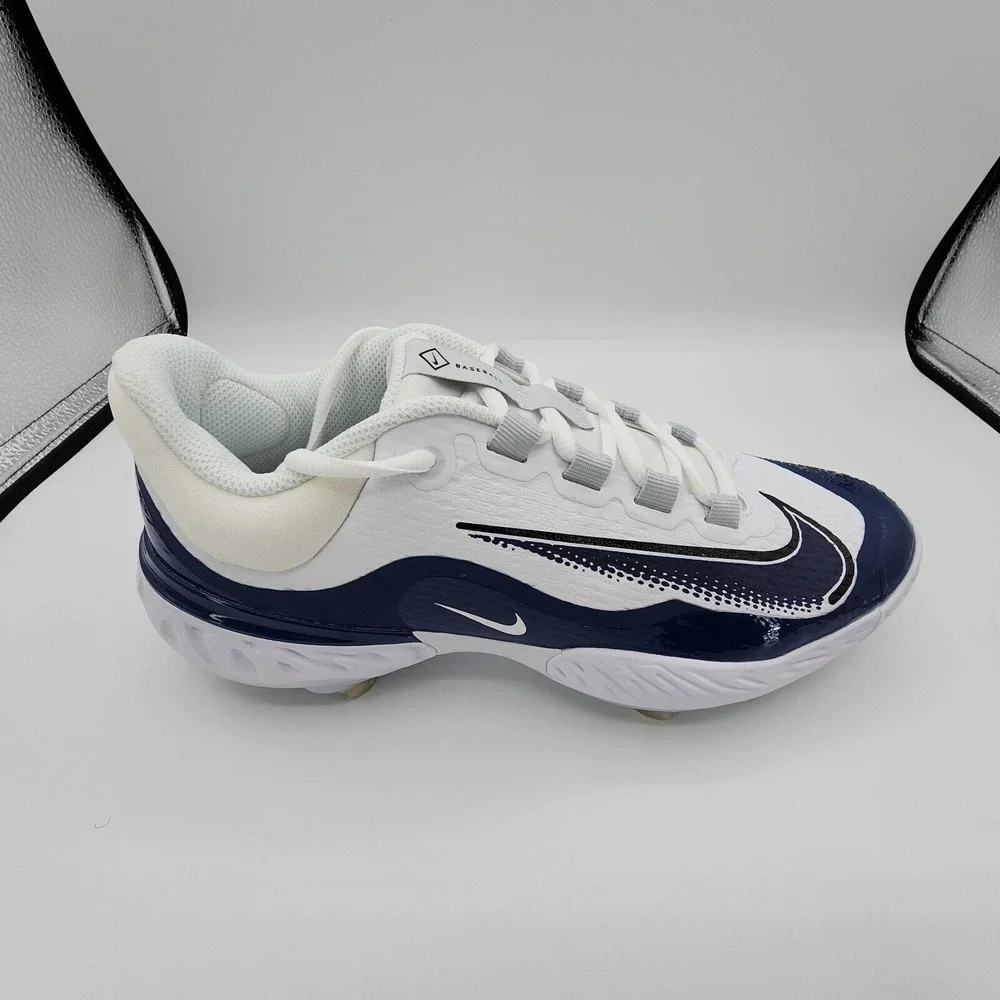 Nike Alpha Huarache Elite 4 Low‎ Baseball Cleats Mens 8 D2745-103 White Blue NEW